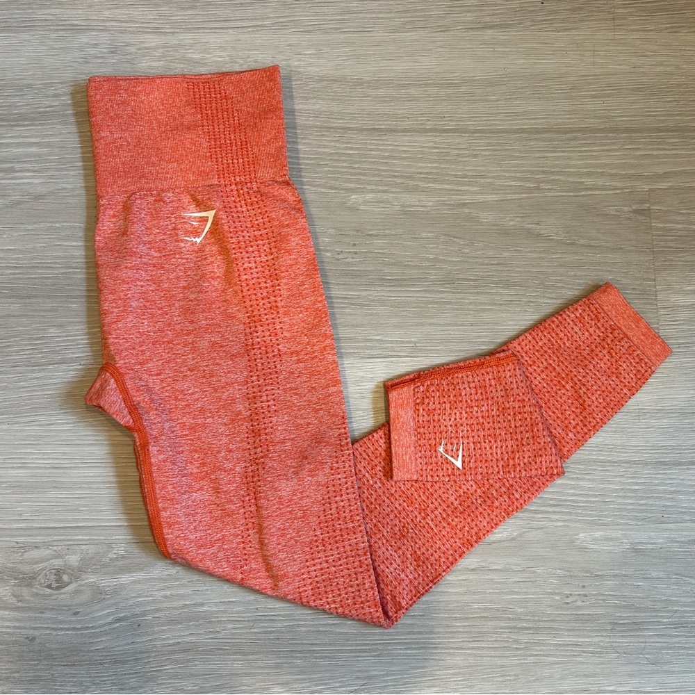 Gymshark Women’s Red/Orange Seamless Vital Leggings - Small